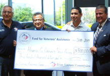 Texas Veterans Commission presents Community Service Agency with $300,000 grant to assist veterans (left to right) Texas Veterans Commission Chairman Eliseo "Al" Cantu, Community Service Agency Director Jaime Longoria, Precinct 1 Commissioner David L. Fuentes and State Senator Eddie Lucio.