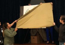 Students and staff at the new PSJA Collegiate High School Program recently gathered to celebrate the unveiling of their brand-new student-designed campus shield logo on Tuesday, Sept. 10, 2018. The logo was co-designed by freshmen students Carina Vajgert and Elias Rodriguez.