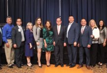 Pictured are Edinburg Chamber and City of Edinburg officials at a Chamber Public Affairs Luncheon (PAL) in early 2018. The next Edinburg Chamber PAL is scheduled for Wednesday September 19, 2018 at the Edinburg Conference Center at Renaissance will feature and Edinburg CISD Candidate Forum. Left to Right: Jorge “Coach” Salinas (City of Edinburg- Councilman), David Torres (City of Edinburg- Mayor Pro Tem) , Mario Lizcano (Doctors Hospital at Renaissance- Edinburg Chamber Director), Letty Gonzalez (Edinburg Chamber- President), Jennifer Garza (Edinburg Chamber Chair- Elect), Veronica Gonzalez (UTRGV- Edinburg Chamber Vice Chair), Dr. John Krouse (UTRGV School of Medicine Dean), Mayor Richard Molina (City of Edinburg- Edinburg Chamber Vice Chair), Alex Rios( Kids’ Kollege Learning Center- Edinburg Chamber Chairman of the Board), Elva Jackson Garza (Edwards Abstract and Title Co.- Edinburg Chamber Director), Dina Araguz (IBC- Edinburg Chamber Director) and Jacob Deleon (Memorial Funeral Home- Edinburg Chamber Past Chair) .