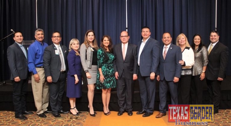 Pictured are Edinburg Chamber and City of Edinburg officials at a Chamber Public Affairs Luncheon (PAL) in early 2018. The next Edinburg Chamber PAL is scheduled for Wednesday September 19, 2018 at the Edinburg Conference Center at Renaissance will feature and Edinburg CISD Candidate Forum. Left to Right: Jorge “Coach” Salinas (City of Edinburg- Councilman), David Torres (City of Edinburg- Mayor Pro Tem) , Mario Lizcano (Doctors Hospital at Renaissance- Edinburg Chamber Director), Letty Gonzalez (Edinburg Chamber- President), Jennifer Garza (Edinburg Chamber Chair- Elect), Veronica Gonzalez (UTRGV- Edinburg Chamber Vice Chair), Dr. John Krouse (UTRGV School of Medicine Dean), Mayor Richard Molina (City of Edinburg- Edinburg Chamber Vice Chair), Alex Rios( Kids’ Kollege Learning Center- Edinburg Chamber Chairman of the Board), Elva Jackson Garza (Edwards Abstract and Title Co.- Edinburg Chamber Director), Dina Araguz (IBC- Edinburg Chamber Director) and Jacob Deleon (Memorial Funeral Home- Edinburg Chamber Past Chair) .