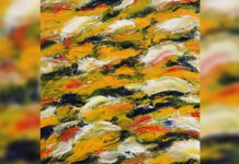 Tina Fuentes, Nubita Naranja, Oil on board, 12 x 12 in., 2017. The South Texas College Library Art Gallery proudly presents "Marcando el Relámpago," an exhibition of drawings and paintings by Tina Fuentes.