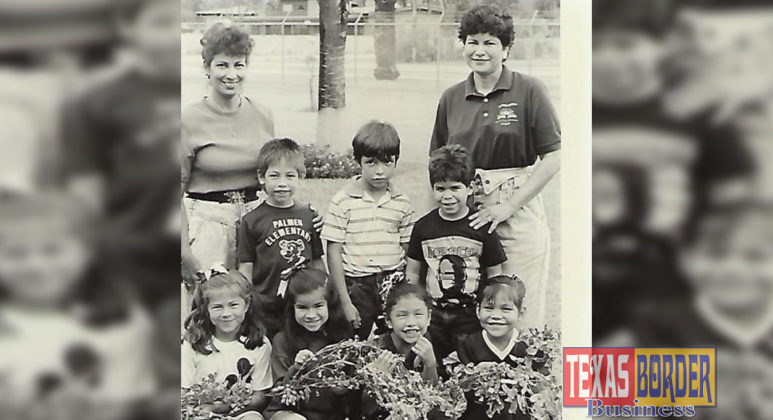 Photo of Pre-K Teacher Yolanda Quiroz pictured alongside some of her first students during her first years as an educator at Palmer Elementary. 