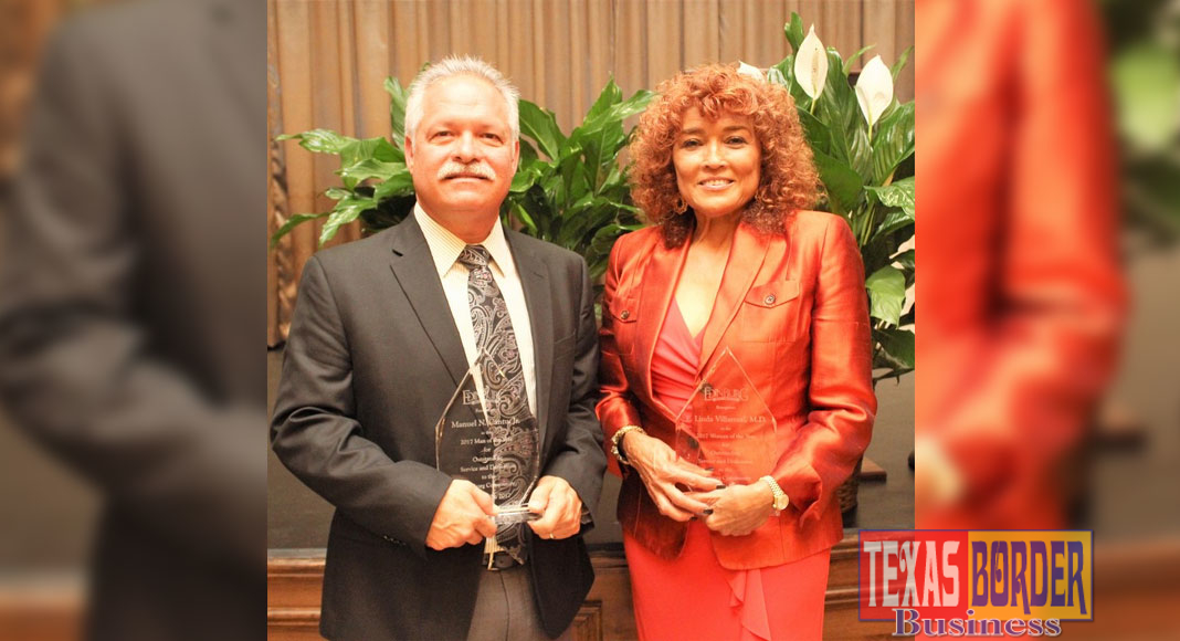 Pictured promoting the 2018 nominations are last year’s 2017 Man and Woman of the Year.  Manuel Cantu and Dr. Linda Villareal were honored for their achievements and dedication to the community and received the Edinburg Man & Woman of the Year awards at the 2017 Edinburg Chamber Annual Installation Banquet. Nominations for this year’s award will be accepted through Friday, September 28, 2018.