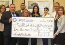 Frost Bank sponsors Empty Bowls 2018 Presented by Vantage Bank Texas and Inter National Bank! Carin Adams, Rick Ramirez, Jose Aleman, Melida Briones, Laura Gutierrez, Empty Bowls Committee Member; Paola Escalante-Castillo, Raymond Jenkins and Jacqueline Flores, Food Bank RGV Dir. of Development & Donor Services. For more information, contact Philip Farias, Mgr. of Corporate Engagement & Events, by calling (956) 904-4513 or mailto:pfarias@foodbankrgv.com