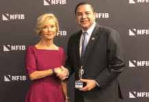 Congressman Cuellar Receives National Federation of Independent Businesses ‘Guardian of Small Business’ Award Congressman Henry Cuellar (TX-28) receives National Federation of Independent Businesses ‘Guardian of Small Business’ Award on Wednesday in Washington. Pictured from left to right are NFIB President and CEO Juanita Duggan and Congressman Henry Cuellar.