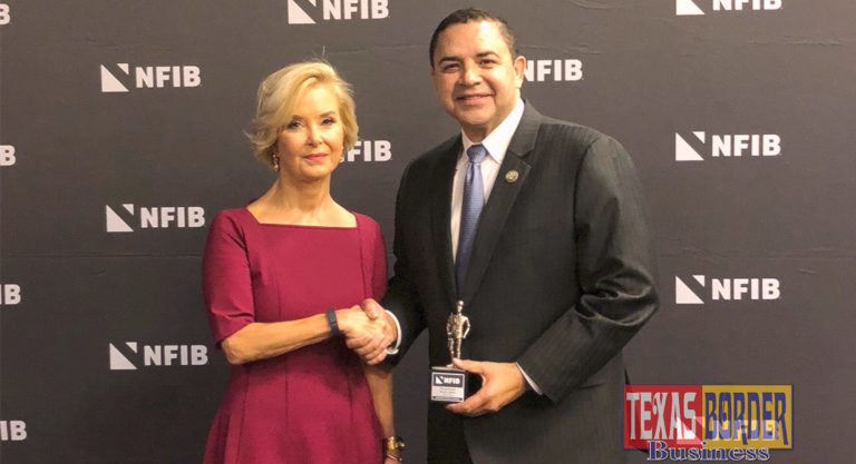 Congressman Henry Cuellar (TX-28) receives National Federation of Independent Businesses ‘Guardian of Small Business’ Award on Wednesday in Washington. Pictured from left to right are NFIB President and CEO Juanita Duggan and Congressman Henry Cuellar.
