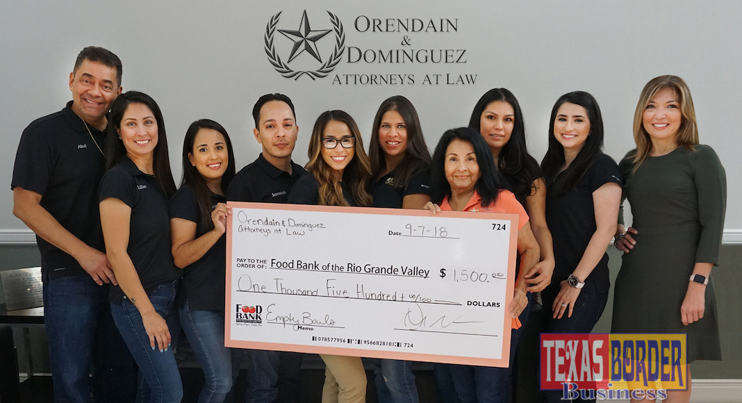 Orendain & Dominguez Attorneys at Law sponsors Empty Bowls 2018 Presented by Vantage Bank Texas and Inter National Bank!  Abel Orendain, Attorney; Lillian Orendain, Office Manager; Felicia Ruiz and Jeremiah Ruiz, Legal Assistants; Natasha Martinez, Attorney; Kathy Garcia, Legal Assistant; Delia Garza, Administrative Assistant; Laura Gonzalez and Tanya Reyes, Legal Assistants; and Jacqueline Flores, Food Bank RGV Director of Development & Donor Services.  For more information, contact Philip Farias, Mgr. of Corporate Engagement & Events, by calling (956) 904-4513 or mailto:pfarias@foodbankrgv.com