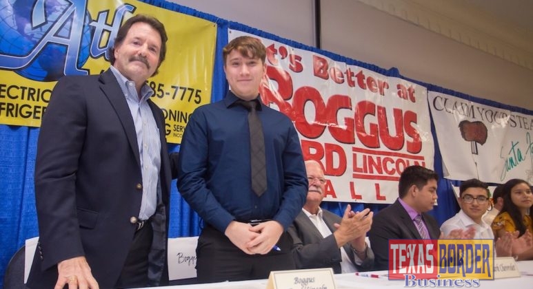 South Texas College, the McAllen Chamber of Commerce, and McAllen Independent School District’s Youth Apprenticeship Program held a ceremonial signing day Oct. 31. Aaron Martinez (above) was among the 15 students who secured apprenticeships with businesses in McAllen. Martinez will work at Boggus Ford/Lincoln.  