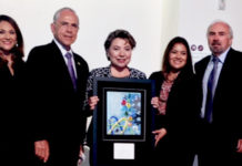 Shell honored with 2018 CIENCIA Award for focus on STEM education Shell was honored for its longtime commitment to the UTRGV HESTEC program with the HESTEC CIENCIA award, presented at a reception on Thursday, Oct. 4, at the Performing Arts Complex on the UTRGV Edinburg Campus. From left are Veronica Gonzales, UTRGV vice president for Governmental and Community Relations; former U.S. Congressman Rubén Hinojosa; Tina Aguirre, Shell IT manager Capital Projects Downstream and UnConventionals; Vanessa Nichole Hernandez, outreach coordinator/constituent service representative for U.S. Congressmen Henry Cuellar; and UTRGV President Guy Bailey. (Courtesy Photo)