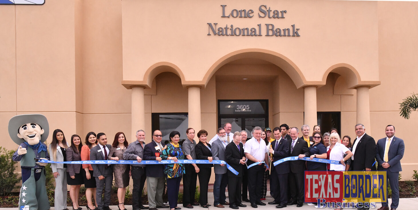 Pictured, Alonzo Cantu, Charmain of Lone Star National Bank; McAllen Mayor Jim Darling and David Deanda, LSNB president. They were accompanied by dozens of guests to celebrate this event. Lone Star National Bank is located at 3605 Buddy Owens Blvd. Photo by Roberto Hugo Gonzalez