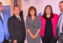 McAllen Airport and Aeromar Celebrated Five Years of Partnership Pictured from L-R: Martin Cobian, Regional Manager for Aeromar; Roy Rodriguez, McAllen City Manager; Adscript Consul of Mexico Cónsul Adscripta Socorro Guadalupe Jorge Cholula; Liz Suarez, Director of Aviation of the McAllen-Miller International Airport and Fabricio Cojuc Wolfowitz, M.A.A. Executive Director of Strategy. Photo Roberto Hugo Gonzalez.