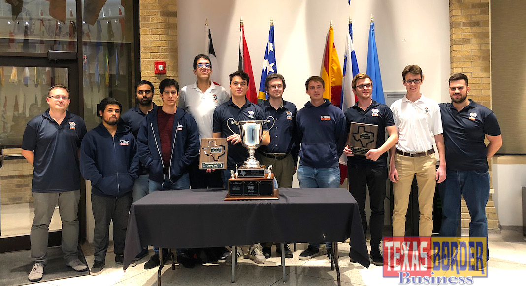 The UTRGV Chess Team – 2018 national champions of the Final Four of Chess President’s Cup competition – are now state champions, as well, after beating out UT Dallas and Texas Tech University at the recent Texas Collegiate Super Finals, held Oct. 20-21 in Lubbock, Texas. UTRGV Chess Coach Bartek Macieja (seventh from the left) said the first three rounds were critical in securing the win. (Courtesy Photo)