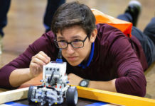Invasion of the Robots: HESTEC Kicks off at Pharr Events Center Forty-four energy-filled middle and high school robotics teams from across the Rio Grande Valley competed in a quadrathon challenge at the Pharr Events Center on Monday, to kick off UTRGV’s annual Hispanic, Engineering, Science and Technology (HESTEC) Week. Students from as far as Laredo pitted their robots against competing teams. Each team was in charge of building its own robot out of Lego ® parts and programming it to compete in a number of competitions, including a maze, going up and down a ramp, and a search and rescue. (UTRGV Photo by Paul Chouy)
