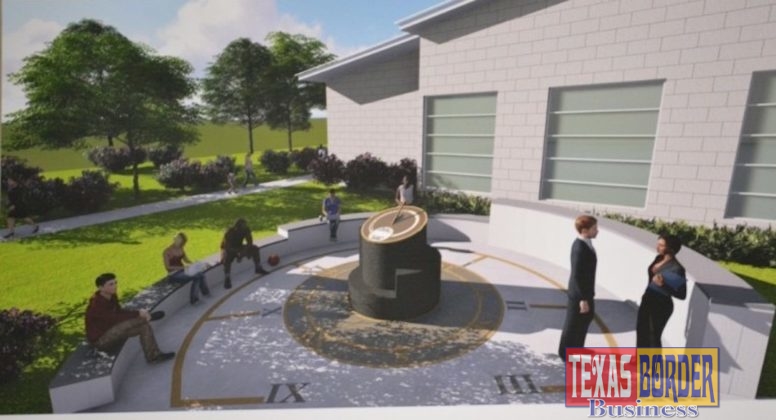 A rendering of the memorial marker monument that will be built outside of the Pharr DRC to hold the city's time capsule for the next 50 years.