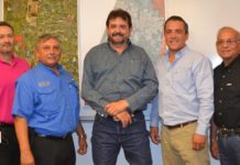 L-R: Peñitas Council member Jose Roel Flores, Peñitas Council member Felipe Quintanilla, Hidalgo County Precinct 3 Commissioner Joe Flores, Peñitas Mayor Rigo Lopez, Peñitas Council member Ramiro Loya