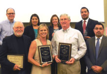 Weslaco Chamber accepting nominations for Man, Woman, Business of the Year 2017 Honorees at the Weslaco Chamber Annual Luncheon. Top Row L-R: Gene Vaughan, Board Chair 2016-2017; Alex Montenegro, Volunteer of the Year; Carla McCaleb, Board Member of the Year; Abraham Quiroga, Magic Valley Electric Co-Op, Business of the Year. Bottom row L-R: Richard Vaughan, Lifetime Achievement Award; Melissa Neuhaus, Woman of the Year; Richard Talbert, Man of the Year and Johnny Bautista, Board Chair 2017-2018.