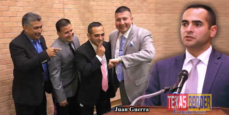 Immediately after being appointed Juan Guerra new city manager and city fathers proceeded to celebrate city commission meeting which ended in a record time of two hours. (Photo Facebook) Pictured in the right: Juan Guerra, Edinburg City Manager. Courtesy Photo.