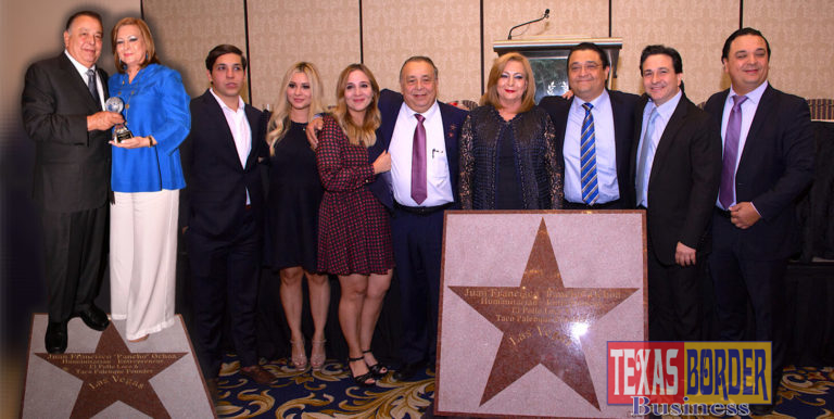 Pictured in the far right are Don Pancho Ochoa and his wife Flérida holding one of the trophies given to Don Pancho. Also, below them, the star that will be placed permanently at the Walk of Stars in Las Vegas, Nevada. Photo by Roberto Hugo Gonzalez. The star below them is a courtesy photo. Pictured to the left: from L-R: Jose, Flery, Lizeth, Don Pancho Ochoa and his wife Flérida, Carlos, Jose Francisco, and Omar Ochoa. This is the Ochoa family.
