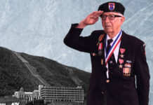 Vermork Hydroelectric Plant in Norway was destroyed; an allied victory. Eugene Gutierrez Jr. and the plant, a photo composition for illustration purposes. Photo of the plant courtesy Wikipedia. Photo of Mr. Gutierrez by Roberto Hugo Gonzalez