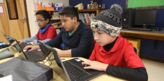Edinburg CISD fifth-graders use their Chromebooks during their math class at Brewster School in northern Hidalgo County.