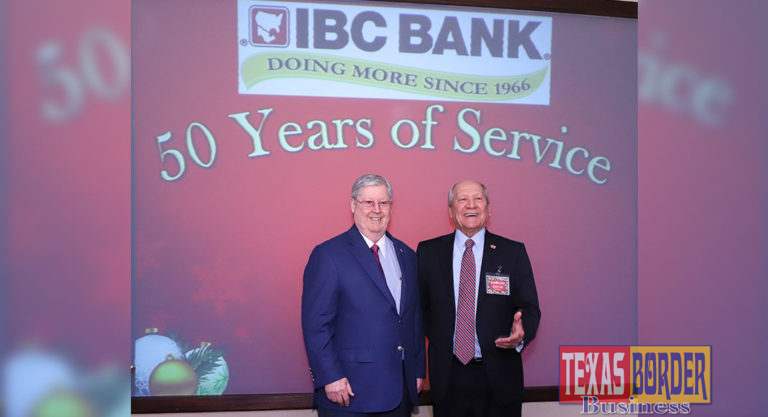 Pictured above, Dennis E. Nixon IBC Bank Chairman and Guillermo R. Garcia Executive Vice President.