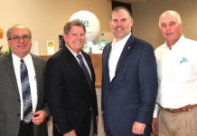 From L-R: Robert A. Salinas, President and CEO Citizens State Bank in Roma, Texas; Paul Moxley, President and CEO Texas Regional Bank, RGV; Chris J. Furlow, President of the Texas Banking Association, and Ford Sasser, President Rio Bank and the host of the event. Photo by Roberto Hugo Gonzalez