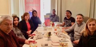 Casa McAllen Director Silvia Garza, third from left, hosted a group of Mont5errey media representatives for a breakfast meeting recently.