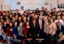 Robert and Janet Vackar with students from Pharr San Juan Alamo ISD.