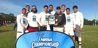 The UTRGV men’s flag football intramural team, the Ravens, won the 2018 NIRSA National Flag Football Championship title in Pensacola, Fla. in early January. The team defeated Georgia College in a 40-26 game to bring home the national title. (Courtesy Photo)