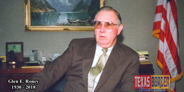 Glen Roney at his office in Kerria Plaza. The interview was extensive about the importance of banking and the maquila industry, which was known as the twin plant concept. At the time, it was directed under the McAllen Industrial Foundation (MIB). Photo by Roberto Hugo Gonzalez