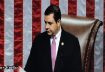 Congressman Henry Cuellar presiding as speaker pro tempore on the U.S. House of Representatives.