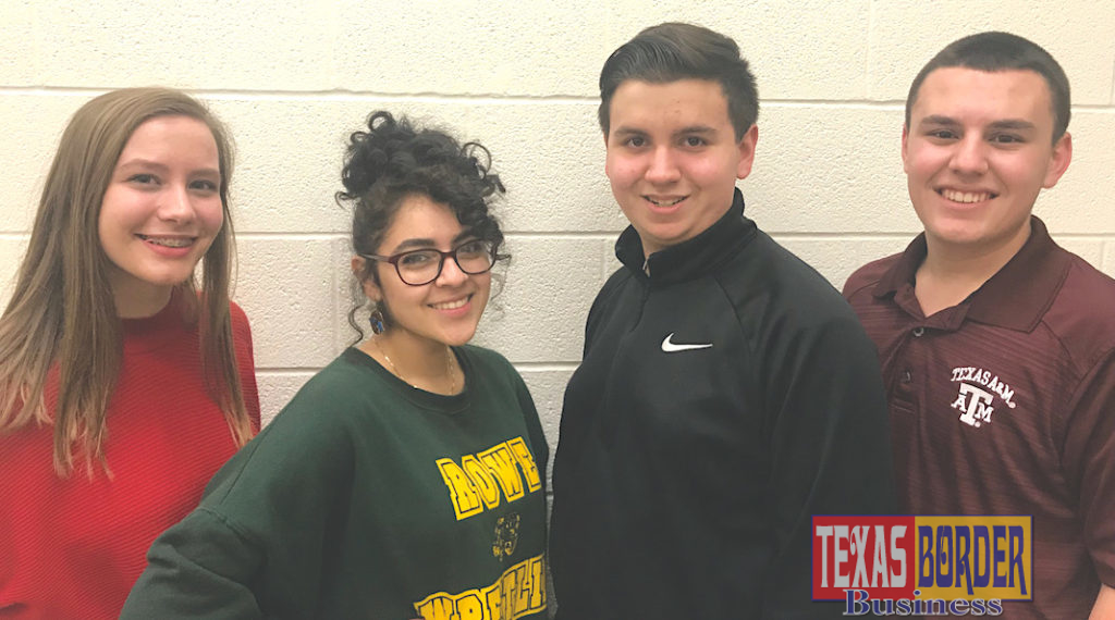 Pictured are All-State Choir students from McAllen Rowe High. They are (L-R) Courtney Smith, Brianna Amaya, James Richardson and Dylan Moreno. Not pictured is Memorial High’s Audra Wright. All five have qualified to perform at a state convention Feb. 13-16 in San Antonio. McAllen ISD is a national Best Community for Music Education for the past six years.