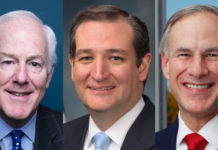 U.S. Senators John Cornyn (R-TX), Ted Cruz (R-TX), and Texas Governor Greg Abbott.