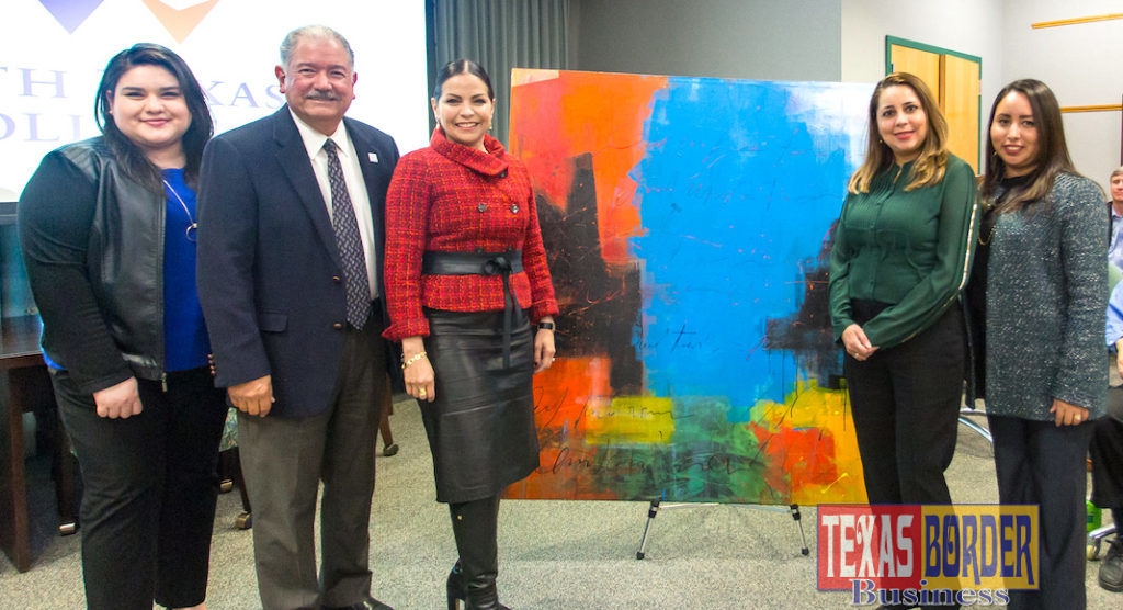 The Warren Group Architects Inc. donated a 60” x 60” original painting by Fernando Giron titled “Perception 5” to South Texas College during a regularly scheduled board meeting held Jan. 29, 2019.