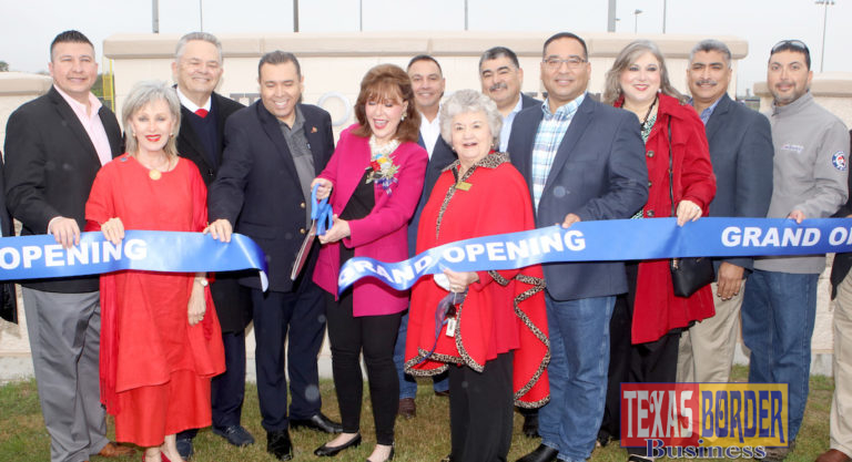 Janet Ogden Vackar cuts the ribbon of the new sports complex named in her honor during the grand opening ceremony in northeast Edinburg.