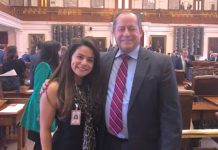 Left to Right: Alexis Saenz, PSJA Alumna, and Dr. Daniel King, PSJA ISD Superintendent