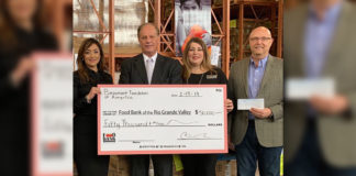 Pictured (left to right): Yolanda Gonzalez, FBRGV Board Member, C. Edward Keller, CEO of Beaumont Foundation, Andrea Rodriguez, VP FBRGV Board Member and Ron Meijerink, CEO FBRGV accepts a donation of $50,000.