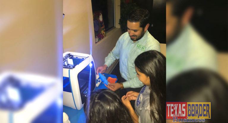 Abraham Quiroga, Business & Employee Development Division Manager for Magic Valley Electric Cooperative (MVEC) demonstrates how a 3D printer works with Boys & Girls Clubs of Edinburg RGV’s Club members.