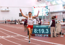 Omer Almog after winning the 3,000-meter run at Texas A&M on Jan. 11. Photo credit: Joshua Mills