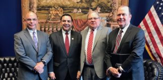 Congressman Henry Cuellar (TX-28) meets with members of the Texas Association of Broadcasters on Wednesday in Washington, D.C. Pictured left to right: Luis Villarreal, Congressman Henry Cuellar, Michael Payne, and John Kittleman.