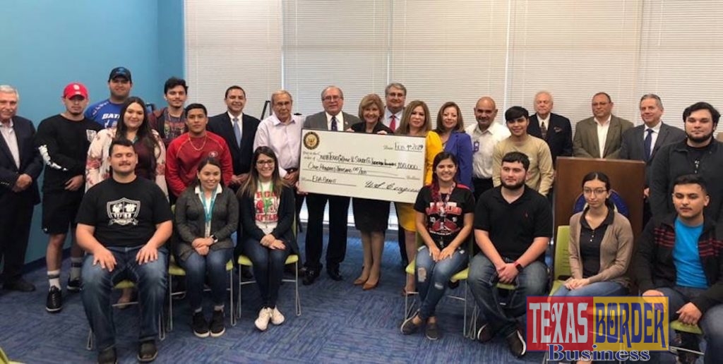 Congressman Cuellar presents $100,000 in federal funding for South Texas College in Rio Grande City on Monday.