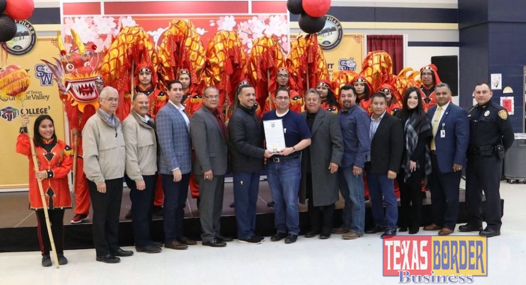 Mayor Hernandez and Pharr City Officials present PSJA Southwest Early College High School with a Proclamation in celebration of the 2019 Lunar New Year Festival.