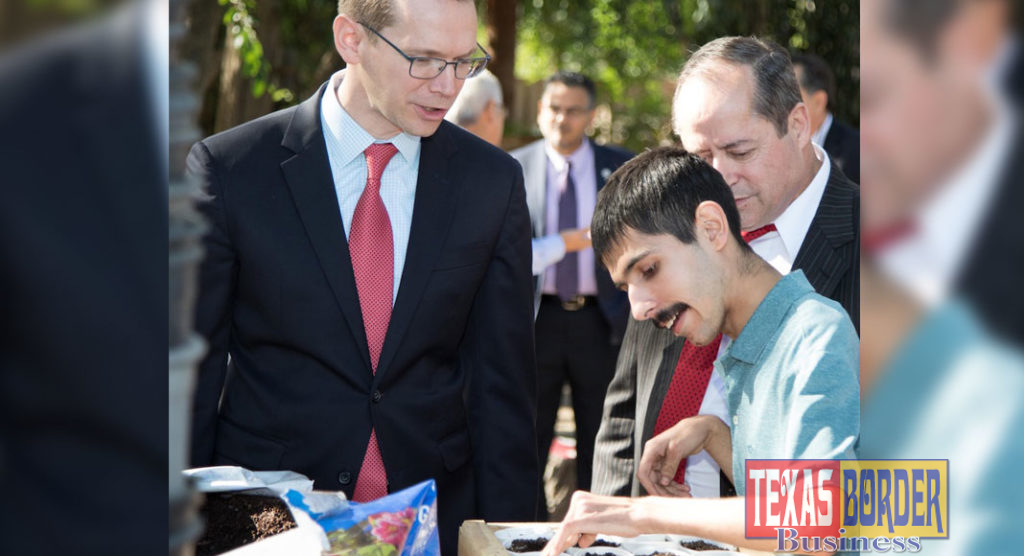 TEA Commissioner Mike Morath during his November 2018 visit to PSJA ISD's Pathways Toward Independent Program, which provides continued development of vocational training skills and independent skills to special needs students. 