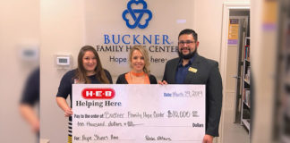 From Left to Right: Audrey Trevino, Public Affairs Coordinator for H-E-B Border Region; Linda Tovar, Senior Manager Public Affairs for H-E-B Border Region, and Diego Silva, Director for Buckner Family Hope Center at Penitas.
