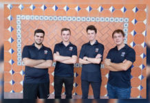 The UTRGV Chess Team successfully defended its title as national champions of the President's Cup this weekend in New York City defeating six-time champion Webster University, as well as UT Dallas and Harvard University. From left to right are members of the championship team: GM Hovhannes Gabuzyan, GM Vladmir Belous, GMM Kamil Dragun, GM Andrey Stukopin.(UTRGV Photo by David Pike.)