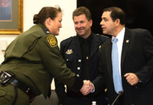 Rep. Cuellar Helps Secure $527.6 Million for Central America to Address Root Causes of Migration to U.S.-Mexico Border Congressman Henry Cuellar with acting Chief Carla Provost (USBP) and Deputy Executive Assistant Commissioner John Wagner (OFO) Photo archive.