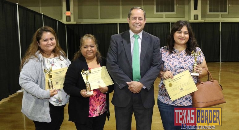 Parent Volunteers: Maria Del Carmen LLanas, Cynthia Llanas, and Sandra Avila with PSJA Superintendent Dr. Daniel King. They were recognized for volunteering over 1,000 hours so far this 2018-2019 school year.