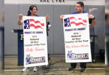 Edinburg CISD physical education teachers Betty Kennan and Ray Dennis Morales are announced as the winners of the 2018 National All Star Teacher of the Year Award during a surprise ceremony in the gymnasium at Ramirez Elementary School.