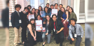 Pictured are students from McAllen ISD’s Video Production course (known by the call letters KMAC) who competed in the Student Television Network National Contest held March 27-31 in Seattle, Washington. KMAC won two first-place awards and one fourth-place prize.