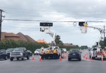Temporary Traffic Light at Dove Ave, 2nd St. Installed